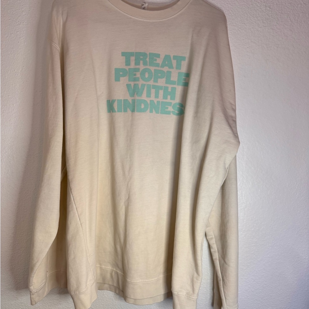 KINDNESS Cream Sweatshirt with turquoise Text, 2XL, oversized Good Vibes
